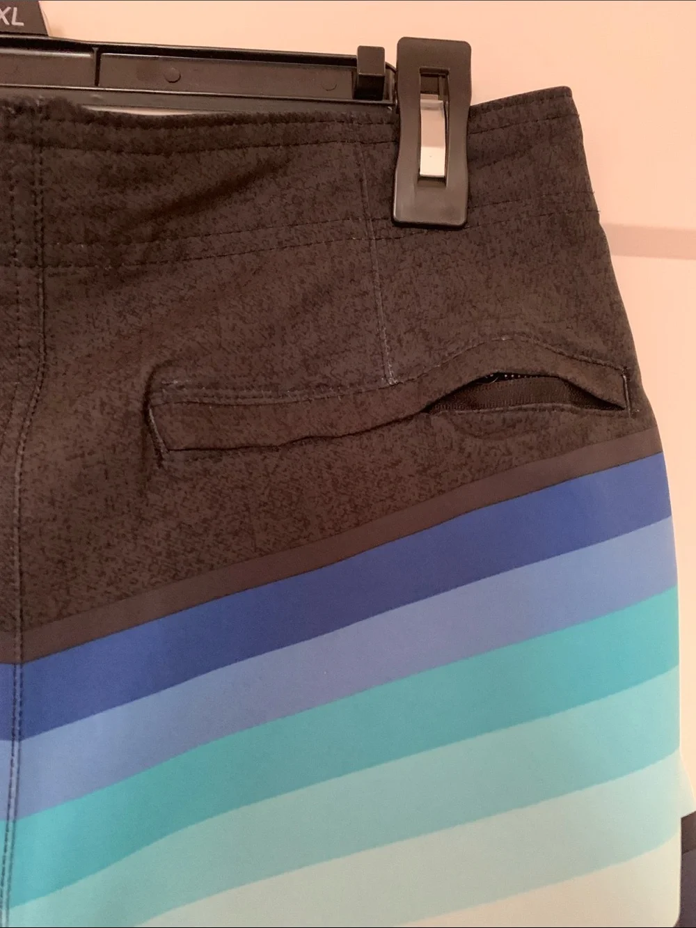 burnside Men's Navy Swim Trunks with Aqua & Teal Stripes